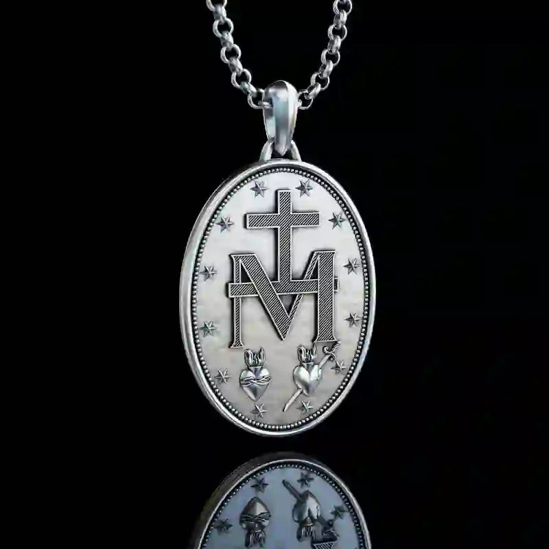 Christianartworkshop Handgefertigte Halskette mit Maria-Anhänger, Silber, religiöser Schmuck - image 2