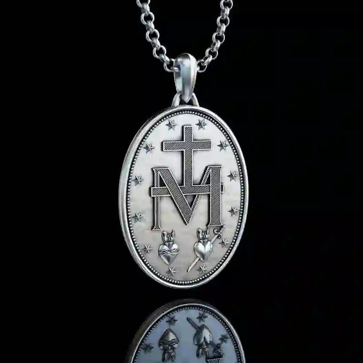 Christianartworkshop Handgefertigte Halskette mit Maria-Anhänger, Silber, religiöser Schmuck - image 2