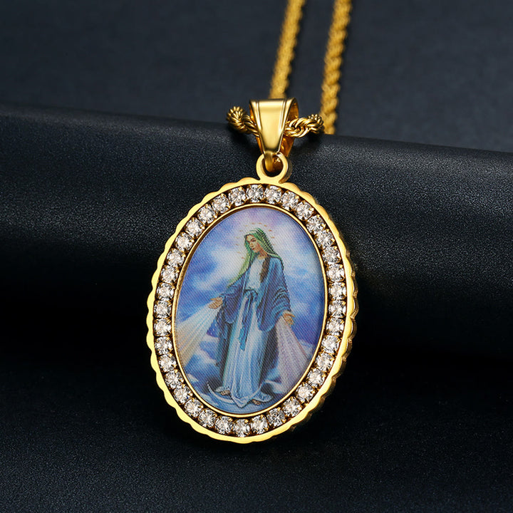 Christianartworkshop Halskette mit Gemälde der Jungfrau Maria, religiöser Ikonenschmuck - Jungfrau Maria - image 0