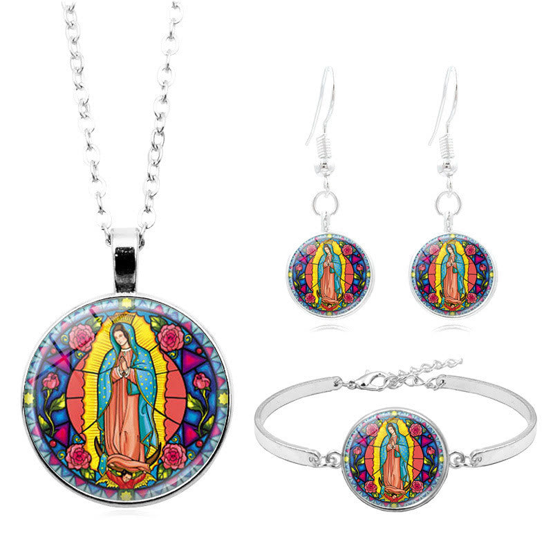 Christianartworkshop Religiöses Glasschmuckset Santa Maria Our Lady - 3/Satz - image 1