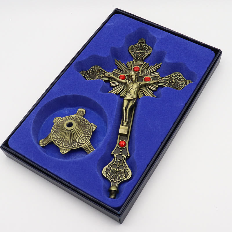 Herr Jesus Christus Stehendes Kruzifix Dekoration Ornament - Bronze - image 1
