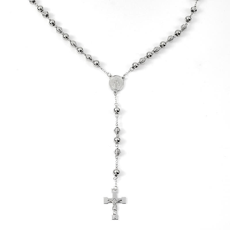 Jesus Kreuz Edelstahl Perlen Rosenkranz - image 4