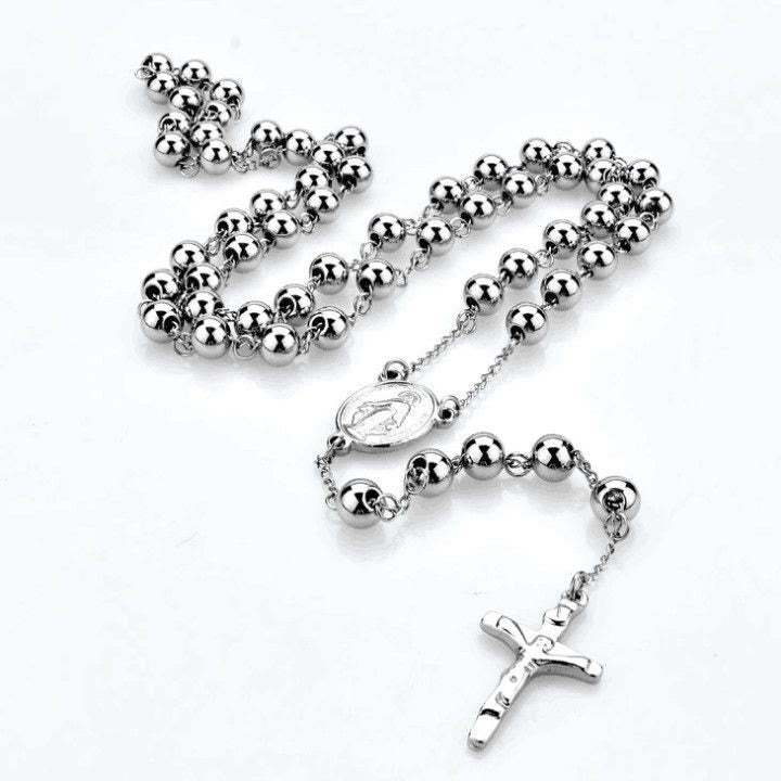 Jesus Kreuz Edelstahl Perlen Rosenkranz - image 4