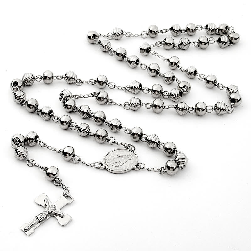 Jesus Kreuz Edelstahl Perlen Rosenkranz - Edelstahlperlen - image 1