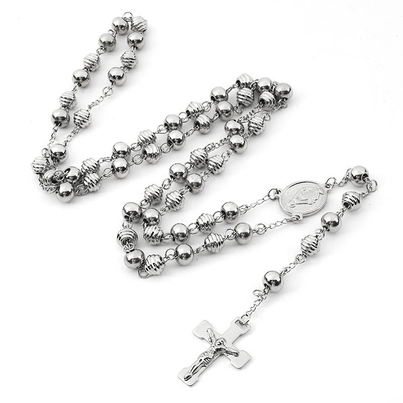 Jesus Kreuz Edelstahl Perlen Rosenkranz - image 3