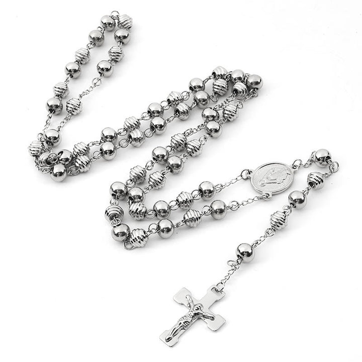 Jesus Kreuz Edelstahl Perlen Rosenkranz - image 3