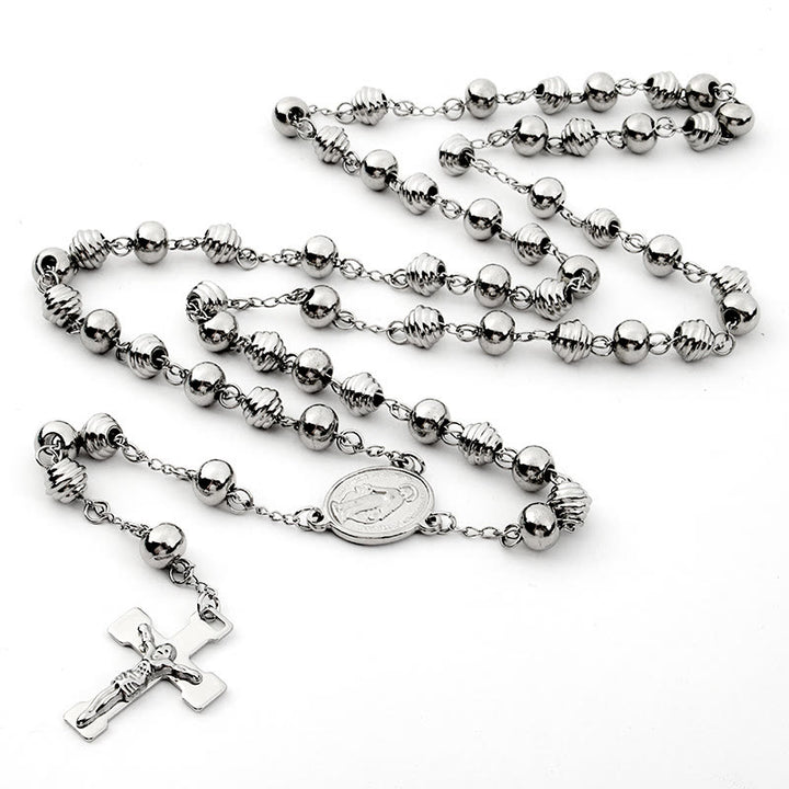 Jesus Kreuz Edelstahl Perlen Rosenkranz - Edelstahlperlen - image 0