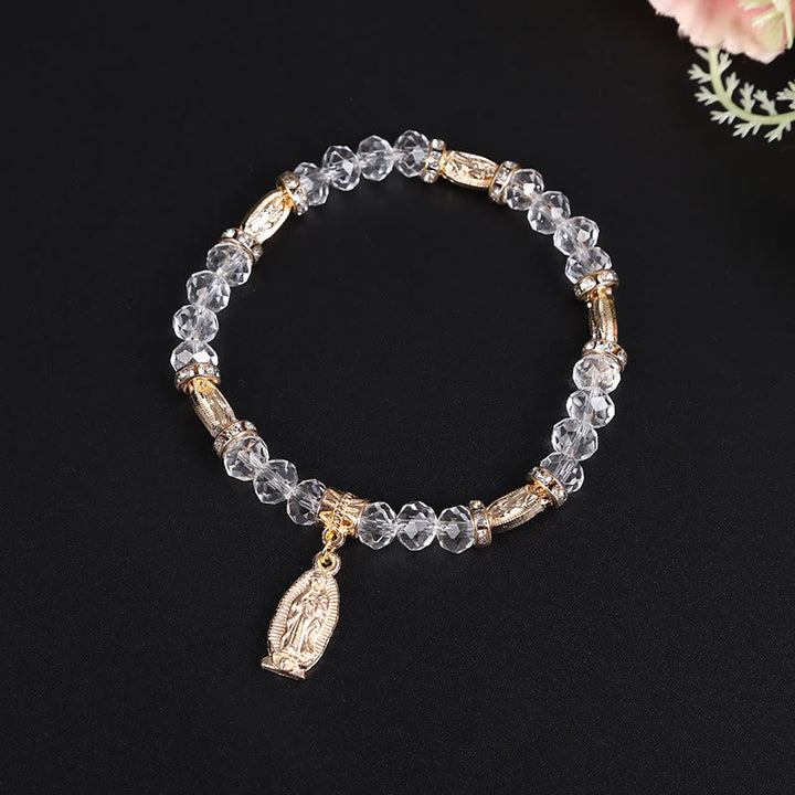 Christianartworkshop Armband aus klaren Glasperlen mit Anhänger der Jungfrau Maria - image 1