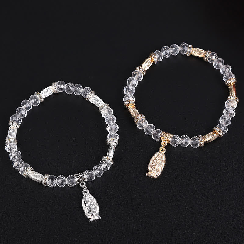 Christianartworkshop Armband mit klaren Glasperlen und Anhänger der Jungfrau Maria - image 4