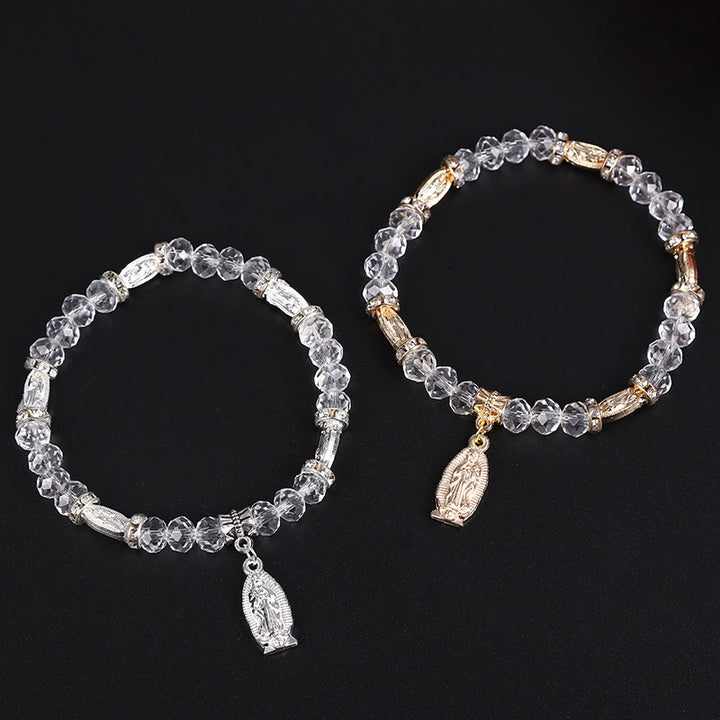 Christianartworkshop Armband mit klaren Glasperlen und Anhänger der Jungfrau Maria - image 4