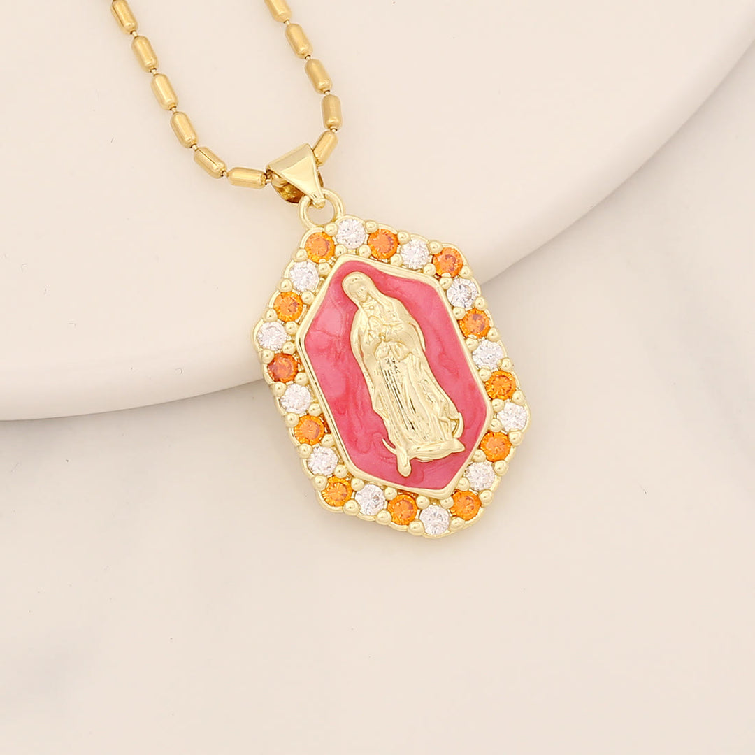 Christianartworkshop Exquisite Halskette mit mikro-eingelegtem Zirkonia der Heiligen Maria - Rose - image 3