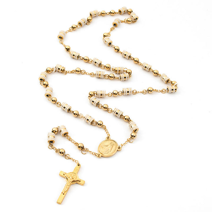 Goldener Perlenrosenkranz mit Muttergottesmedaille und Kruzifix - image 3