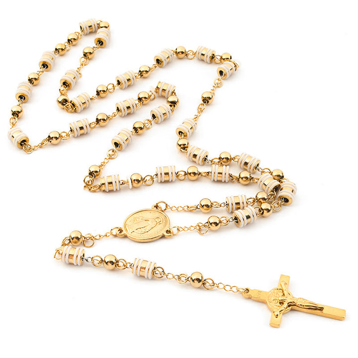 Goldener Perlenrosenkranz mit Muttergottesmedaille und Kruzifix - image 4