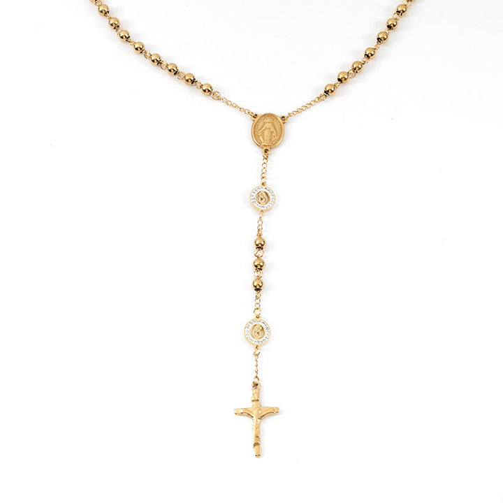 Handgefertigter Rosenkranz aus Zirkonia mit Jungfrau-Maria-Motiv - image 4