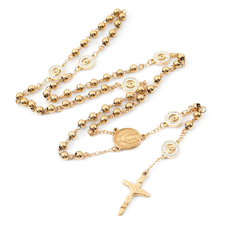 Handgefertigter Rosenkranz aus Zirkonia mit Jungfrau-Maria-Motiv - Jungfrau Maria - image 1