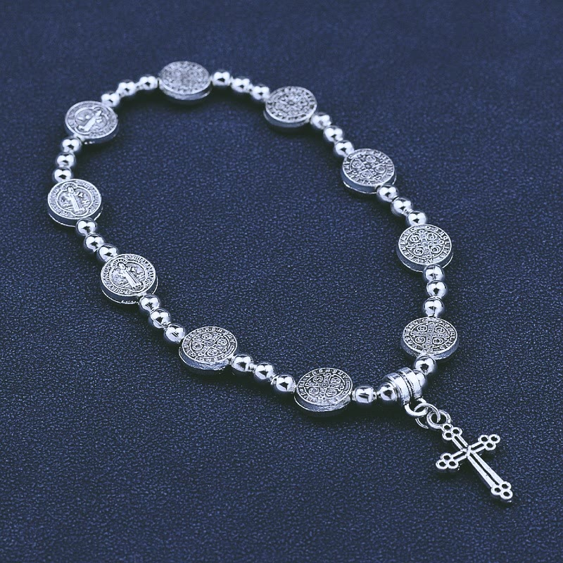 Christianartworkshop Armband mit Kreuzanhänger aus Metall, Motiv: St. Benedikt - image 5