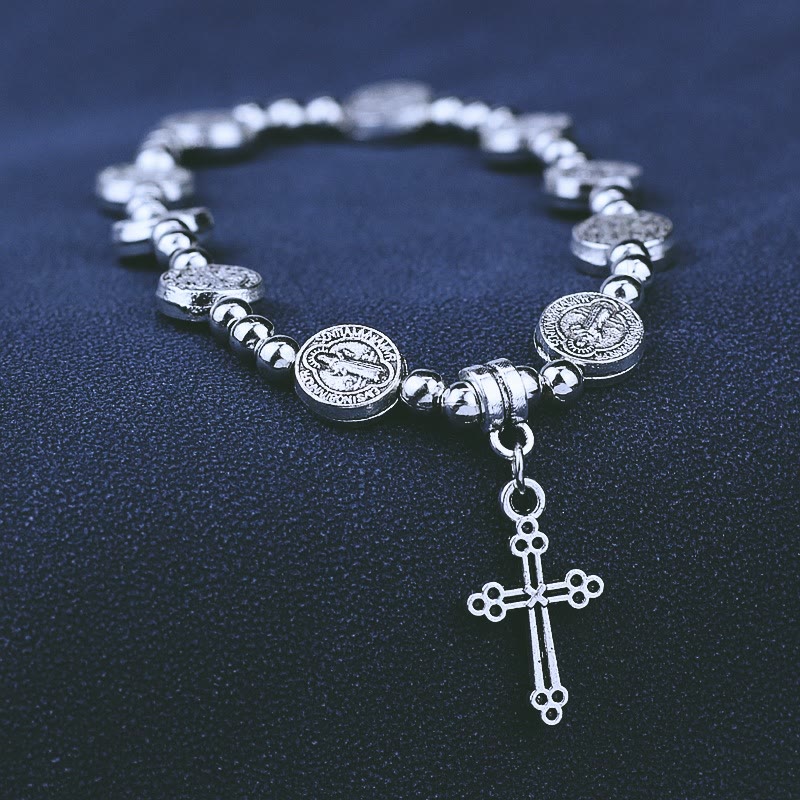 Christliche Kunstwerkstatt Metallkreuz-Anhänger Armband mit St.-Benedikt-Motiv - image 1