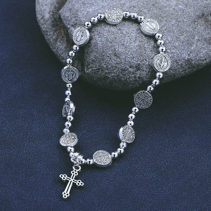 Christliche Kunstwerkstatt Metallkreuz-Anhänger Armband mit St.-Benedikt-Motiv - image 3