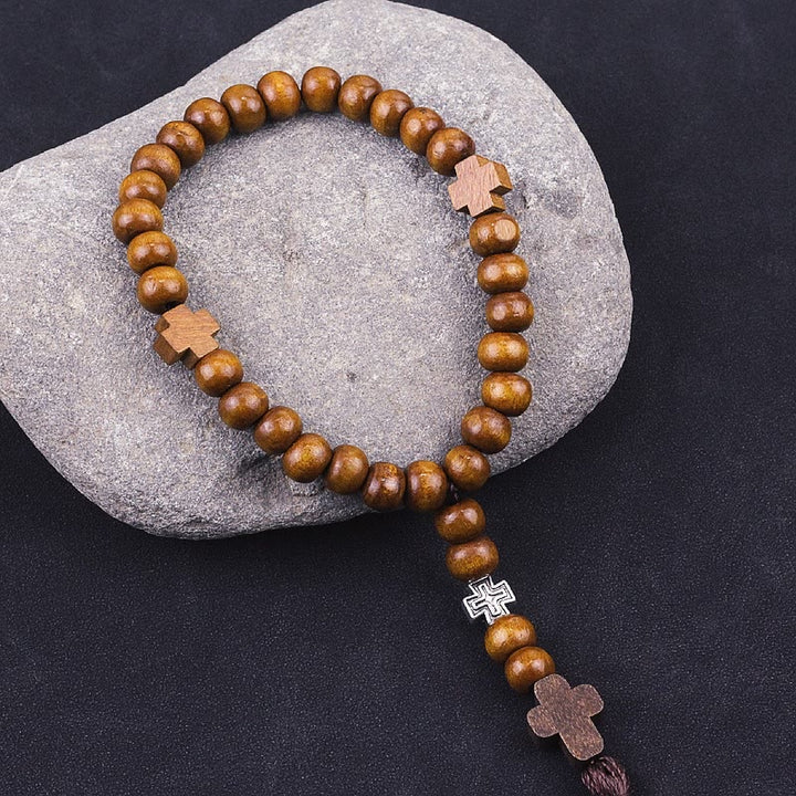 Christus Holz Taufe Quaste Perlen Armband Rosenkranz - image 4