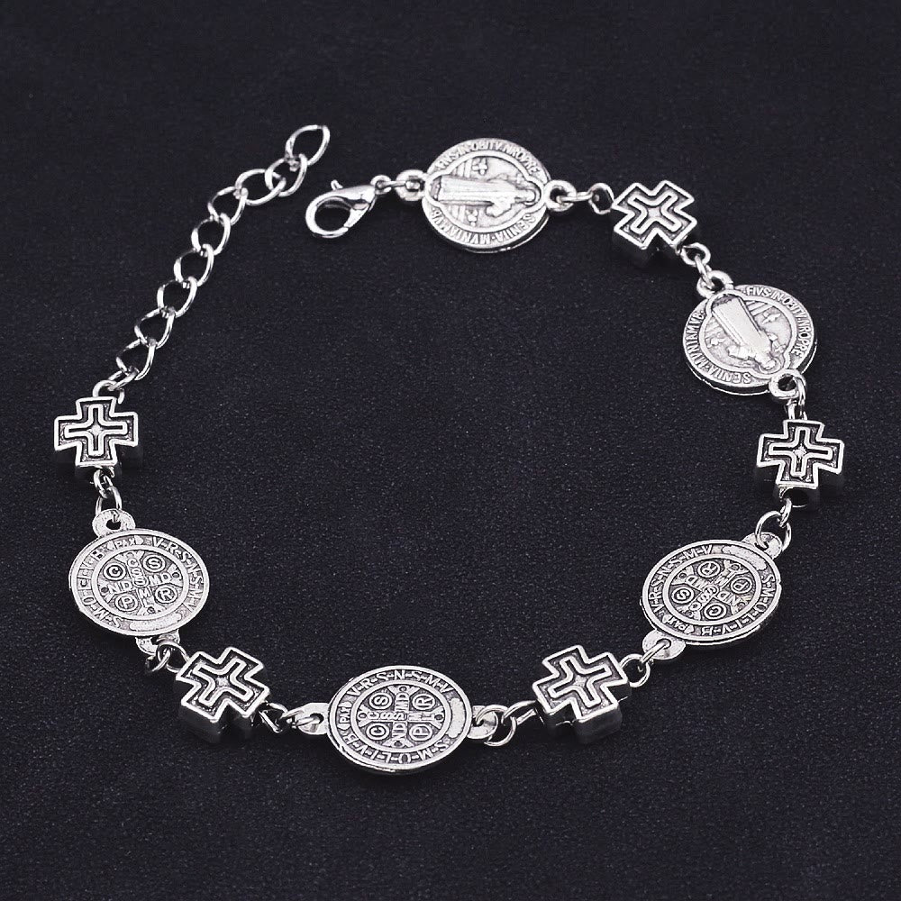 Christianartworkshop St. Benedikt Medaille Kreuz Schutzarmband - Silber - image 0