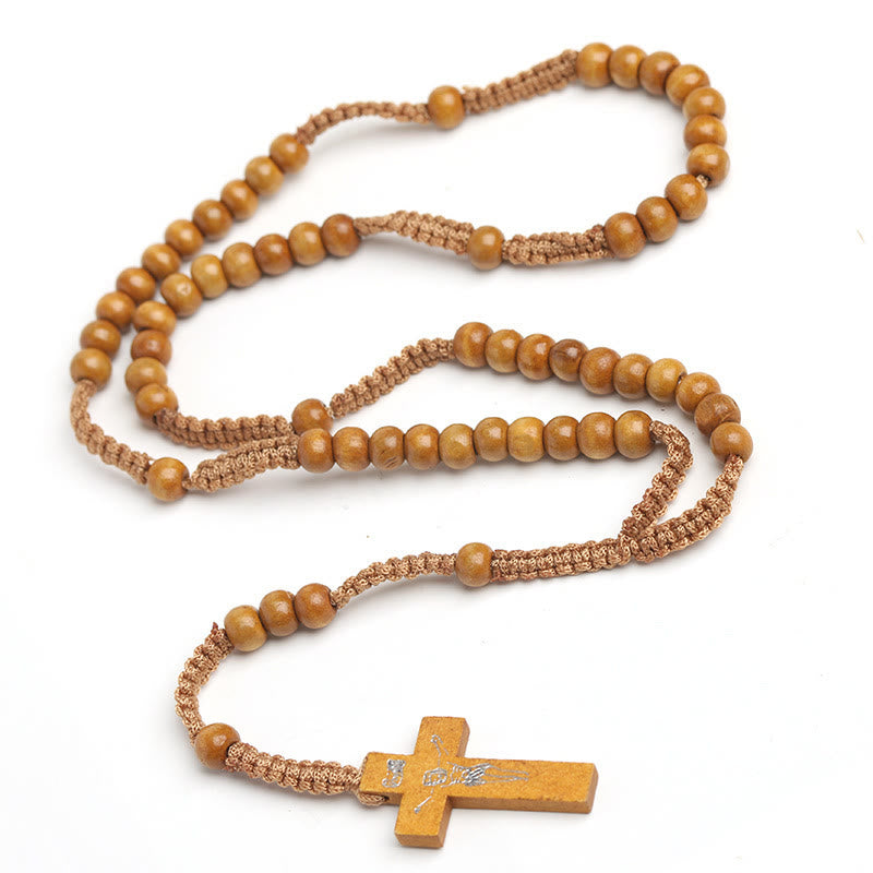 Christlicher Gebetsrosenkranz aus Holz mit Kreuz - image 5