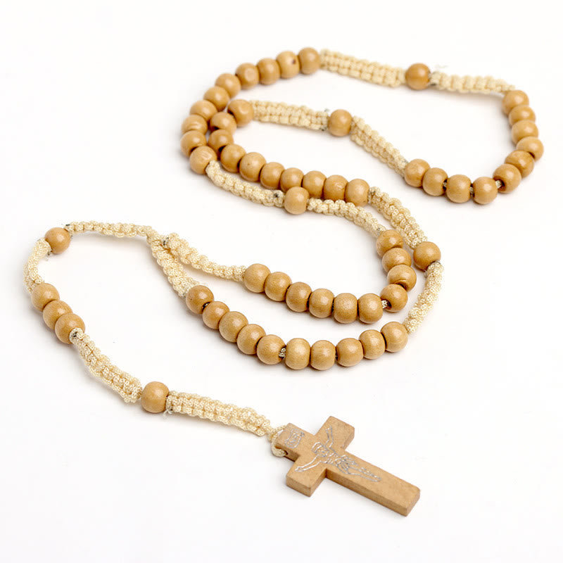 Christlicher Gebetsrosenkranz aus Holz mit Kreuz - Original - image 1