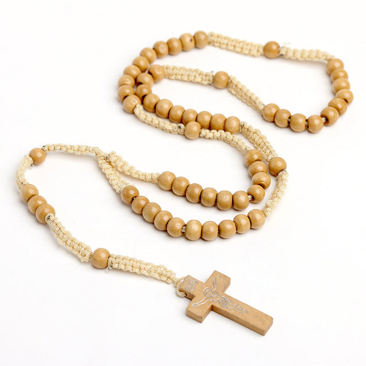 Christlicher Gebetsrosenkranz aus Holz mit Kreuz - Original - image 1