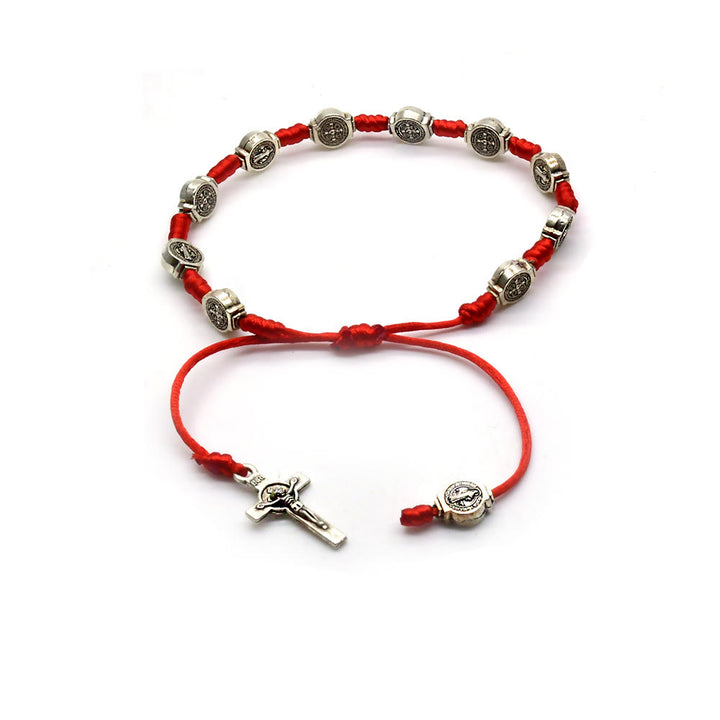Christianartworkshop St. Benedikt Amulett-Armband mit Knoten aus roter Schnur - image 3