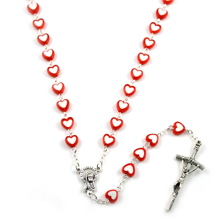 Bunter Jesuskreuz-Rosenkranz in Herzform - image 2