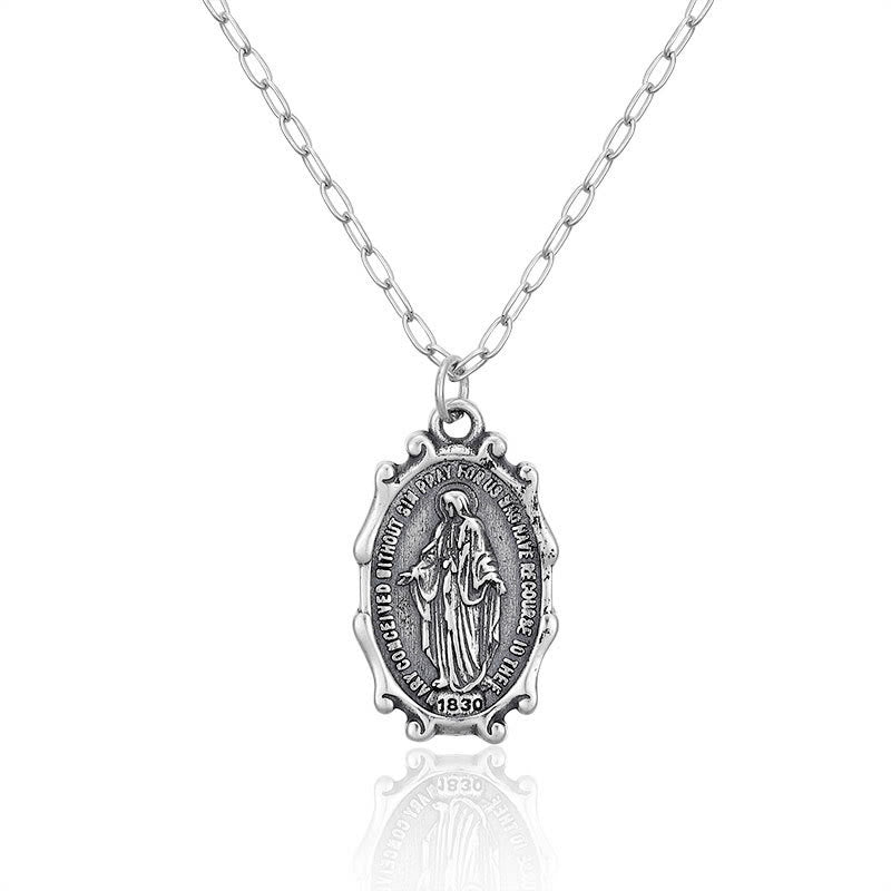 Christianartworkshop Halskette mit Gebetsanhänger aus 925er Sterlingsilber mit der Jungfrau Maria und Christus - Silber - image 1