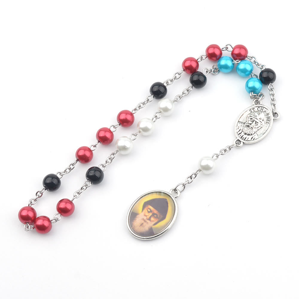 St. Charbel Anhänger Glas Multicolor Perlen Rosenkranz - image 2