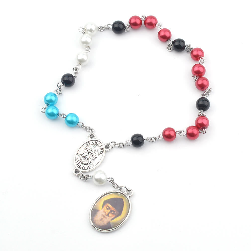 St. Charbel Anhänger Glas Multicolor Perlen Rosenkranz - image 3