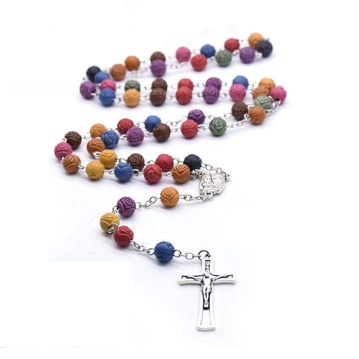 Rosenkranz mit Jesuskreuz der Heiligen Familie und roséfarbenen Perlen - image 4