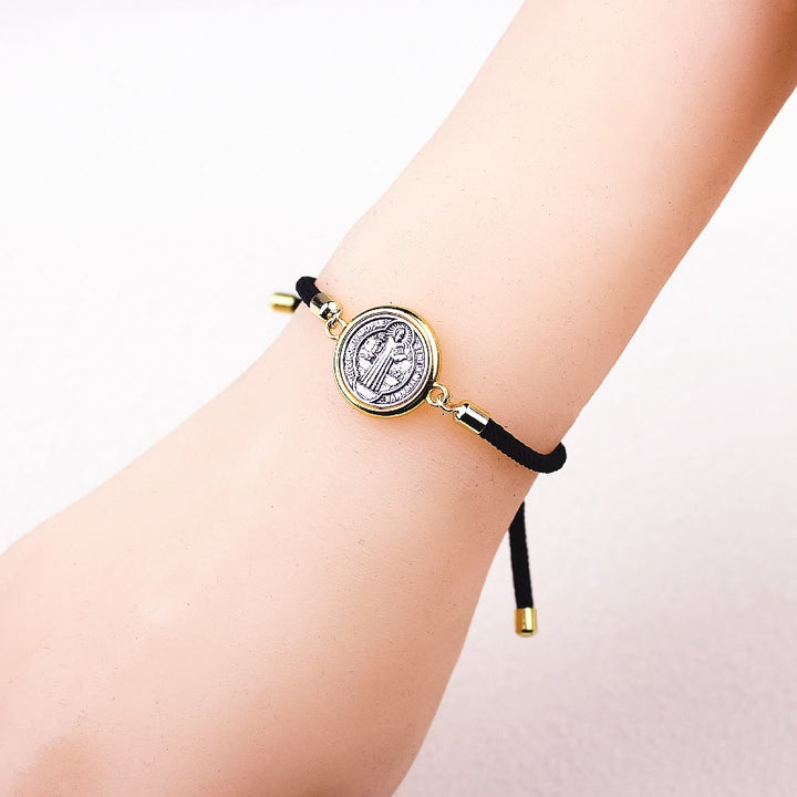 Christianartworkshop St. Benedikt-Medaille, schwarzes Seil, verstellbares Armband - image 3