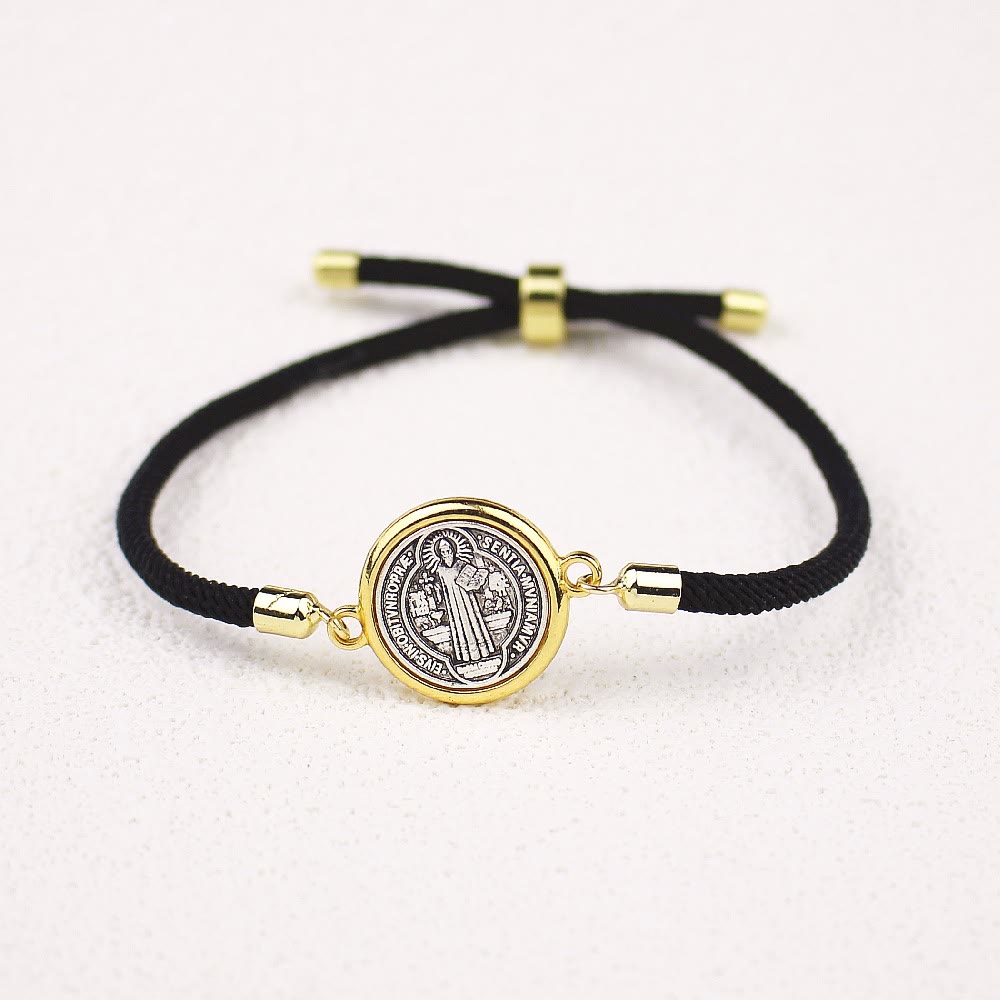 Christianartworkshop St. Benedikt-Medaille, schwarzes Seil, verstellbares Armband - image 2