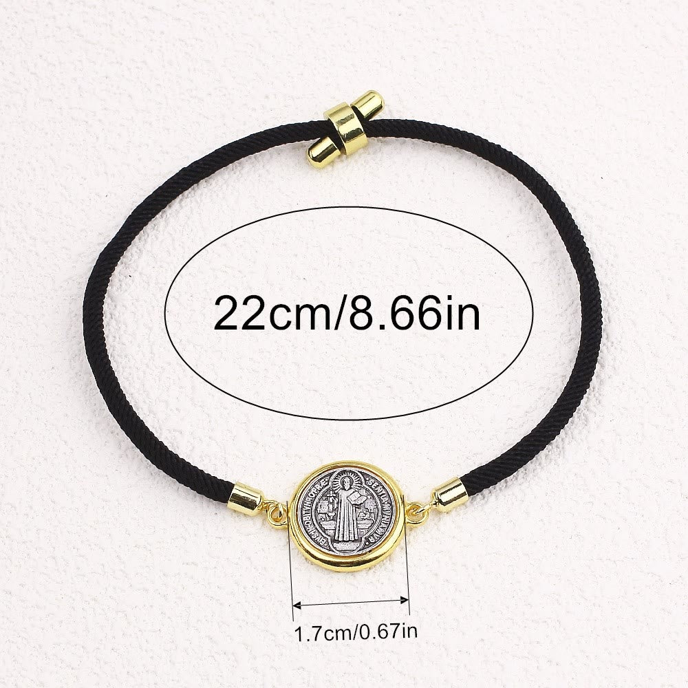 Christianartworkshop St. Benedikt-Medaille, schwarzes Seil, verstellbares Armband - image 4