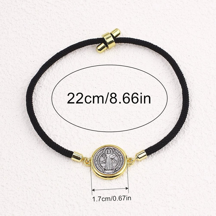 Christianartworkshop St. Benedikt-Medaille, schwarzes Seil, verstellbares Armband - image 4