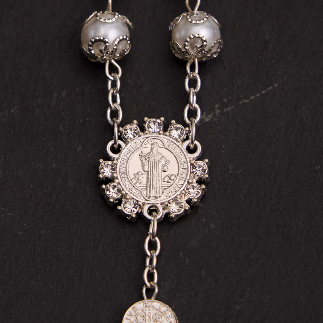 Christliche Glasperlen St. Benedikt & Jesus Kreuz Armband Rosenkranz - image 11