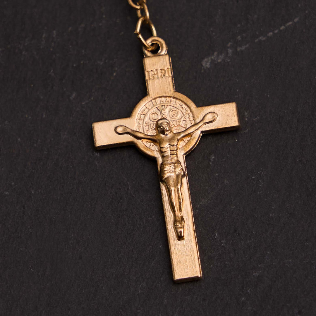Christliche Glasperlen St. Benedikt & Jesus Kreuz Armband Rosenkranz - image 6
