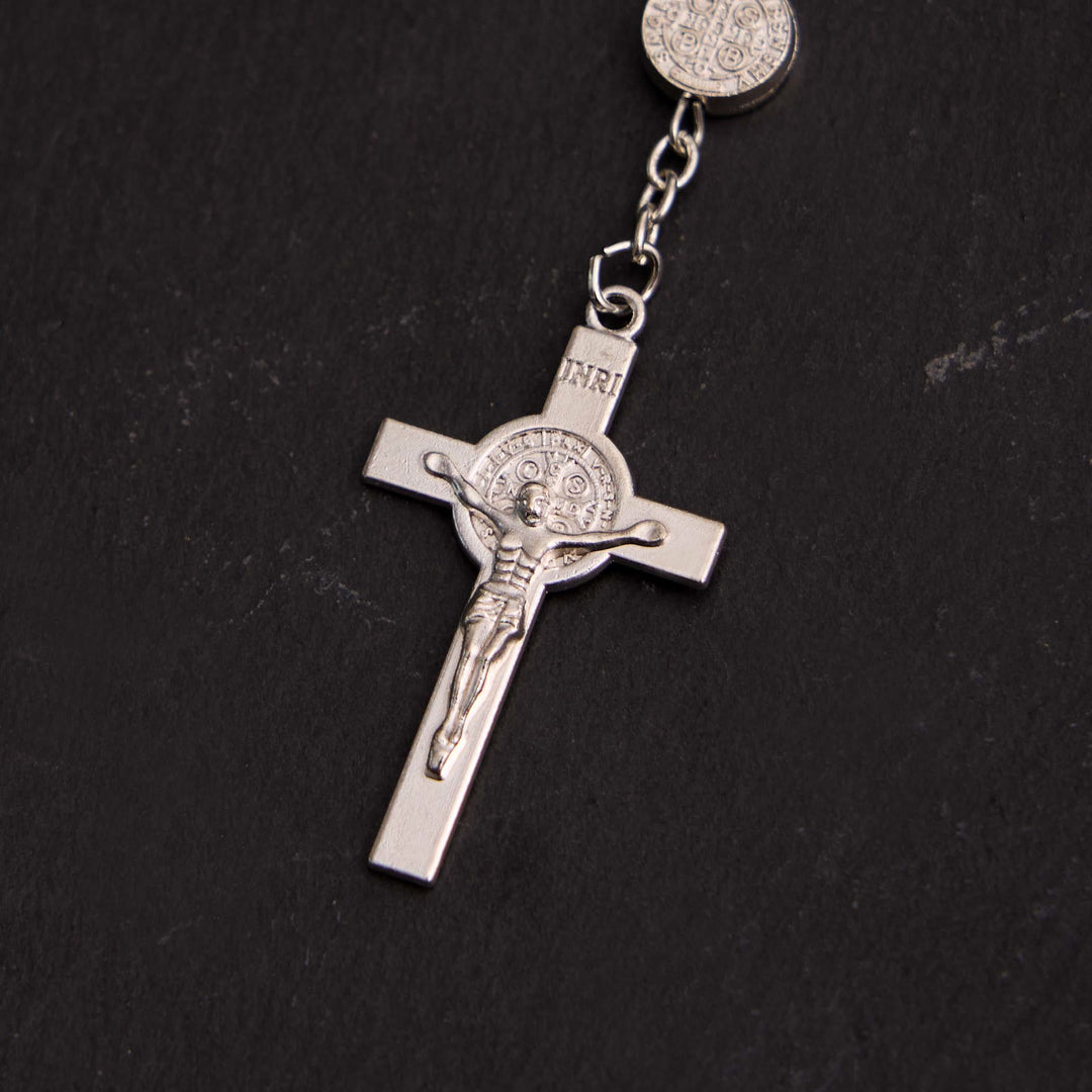 Christliche Glasperlen St. Benedikt & Jesus Kreuz Armband Rosenkranz - image 10
