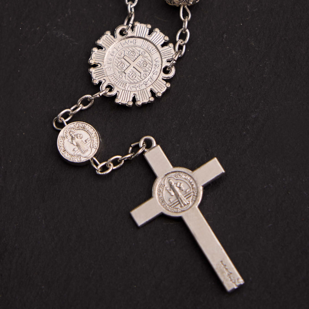 Christliche Glasperlen St. Benedikt & Jesus Kreuz Armband Rosenkranz - image 13