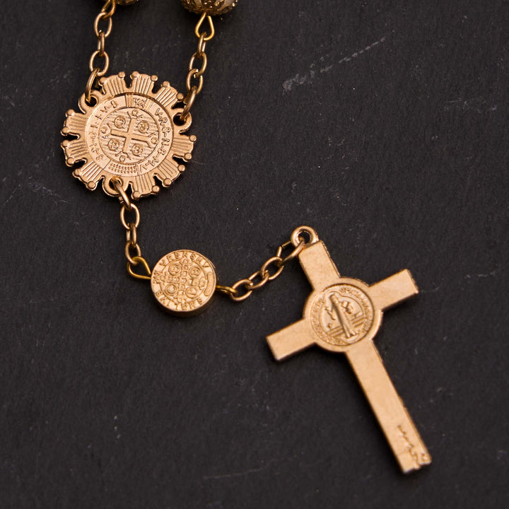 Christliche Glasperlen St. Benedikt & Jesus Kreuz Armband Rosenkranz - image 8