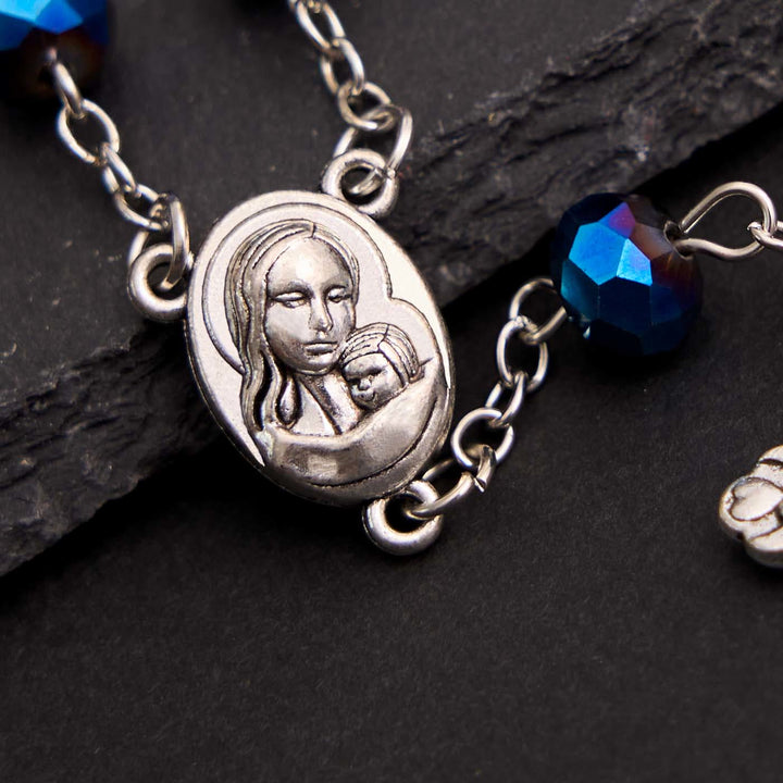 Blauer Kristall Edelstein Jungfrau Maria Armband Rosenkranz - image 1