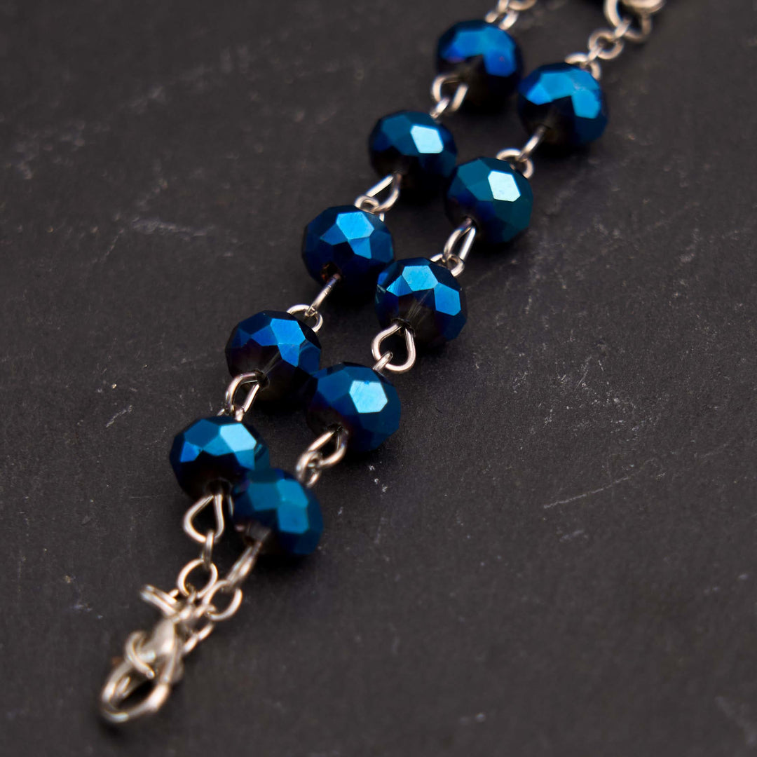 Blauer Kristall Edelstein Jungfrau Maria Armband Rosenkranz - image 4