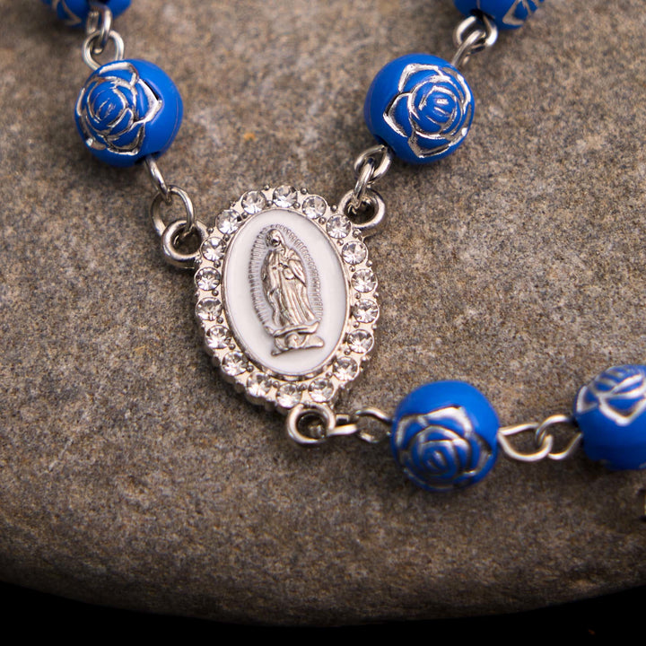 Rosenperlen Kreuz Unsere Liebe Frau von Guadalupe Armband Rosenkranz - image 5