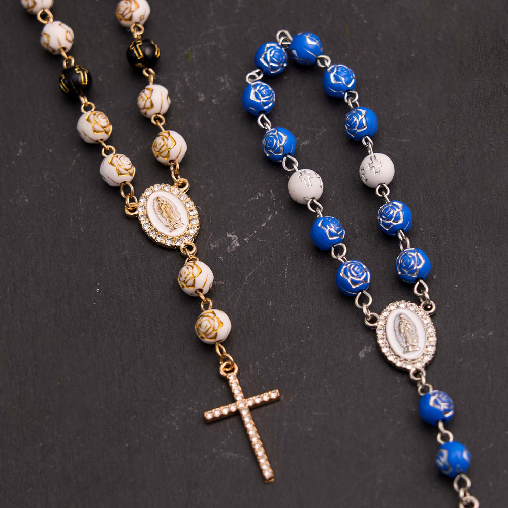 Rosenperlen Kreuz Unsere Liebe Frau von Guadalupe Armband Rosenkranz - image 1