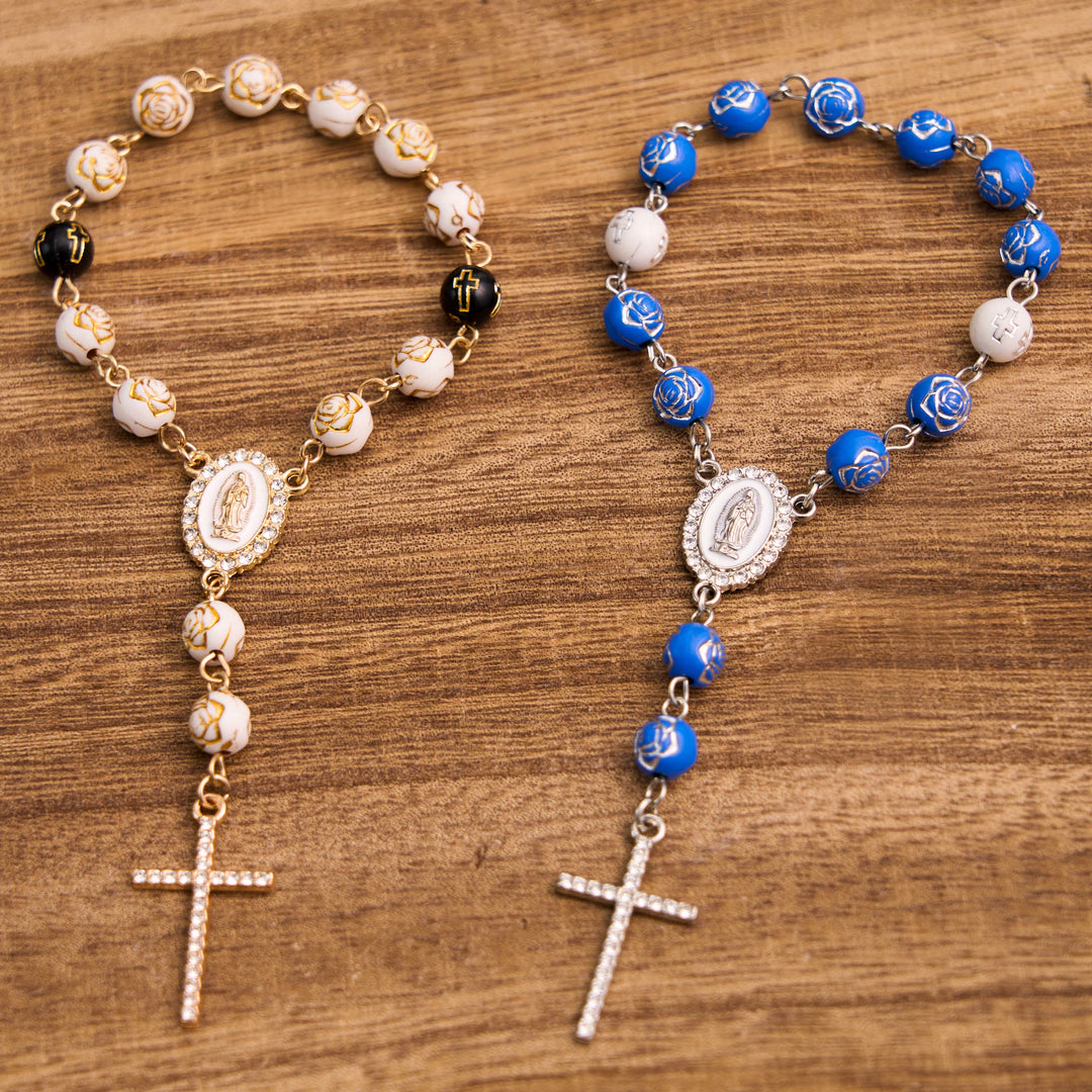 Rosenperlen Kreuz Unsere Liebe Frau von Guadalupe Armband Rosenkranz - image 8