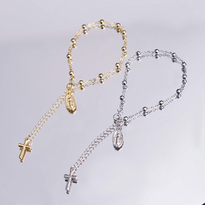 Christianartworkshop Armband mit Medaille und Kreuz der Jungfrau Maria, verstellbar, schlicht und lässig - image 1