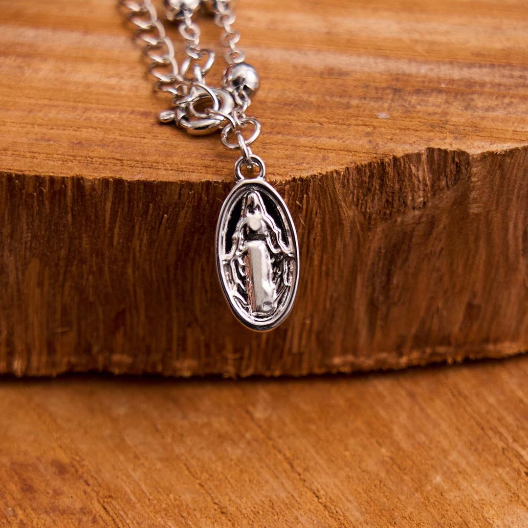 Christianartworkshop Armband mit Medaille und Kreuz der Jungfrau Maria, verstellbar, schlicht und lässig - image 2