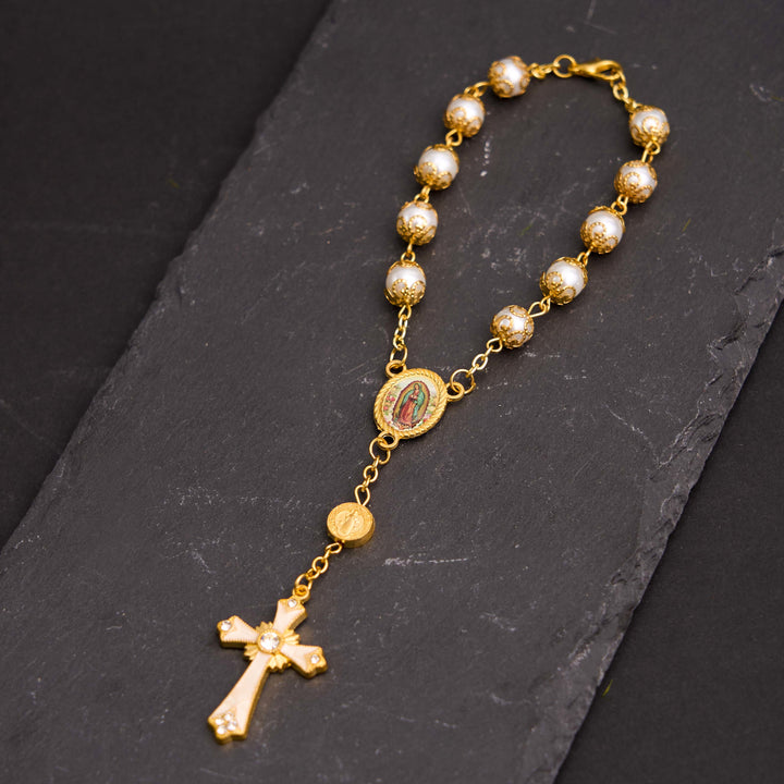 Unsere Liebe Frau von Guadalupe Mehrzweck-Rosenkranz mit anmutigem Armband - Golden - image 1